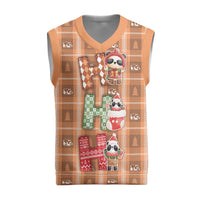 Panda Christmas Knitted V-Neck Vest Ho Ho Ho Caramel Pattern - Wonder Print Shop
