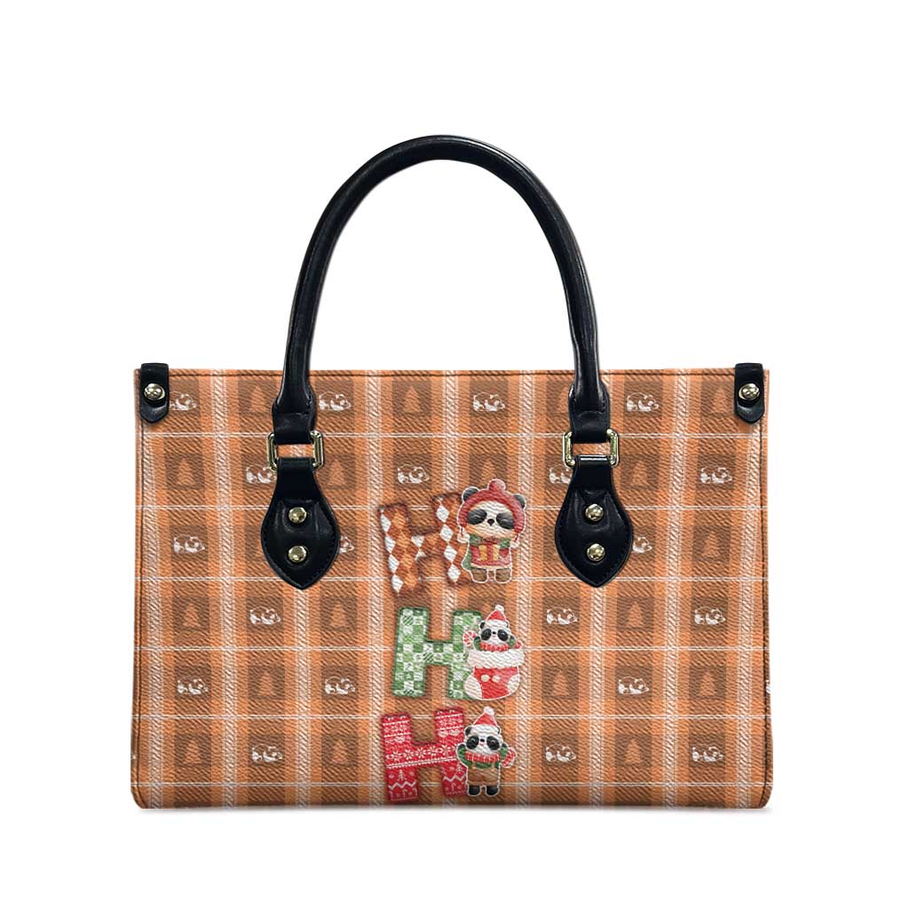 Panda Christmas Leather Bag Ho Ho Ho Caramel Pattern - Wonder Print Shop