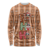 Panda Christmas Long Sleeve Shirt Ho Ho Ho Caramel Pattern - Wonder Print Shop