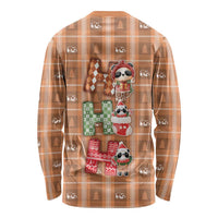 Panda Christmas Long Sleeve Shirt Ho Ho Ho Caramel Pattern - Wonder Print Shop
