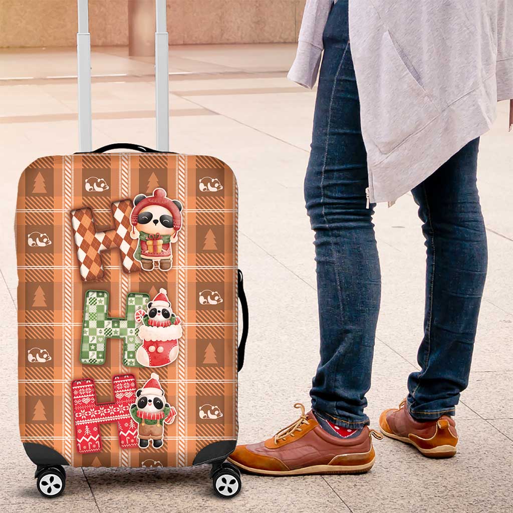 Panda Christmas Luggage Cover Ho Ho Ho Caramel Pattern - Wonder Print Shop