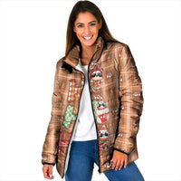Panda Christmas Padded Jacket Ho Ho Ho Caramel Pattern - Wonder Print Shop