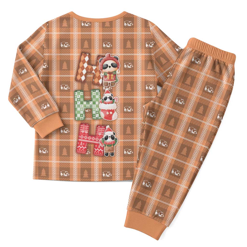 Panda Christmas Pajama Set Ho Ho Ho Caramel Pattern - Wonder Print Shop