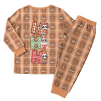 Panda Christmas Pajama Set Ho Ho Ho Caramel Pattern - Wonder Print Shop