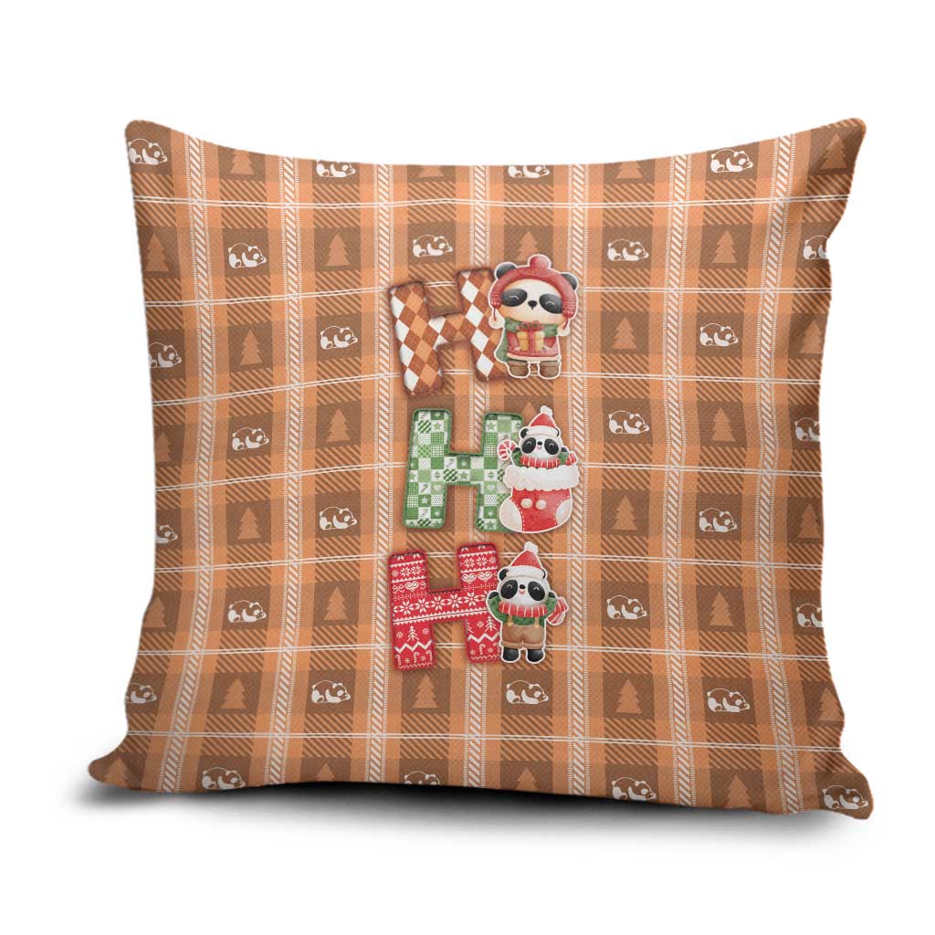 Panda Christmas Pillow Cover Ho Ho Ho Caramel Pattern - Wonder Print Shop