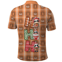 Panda Christmas Polo Shirt Ho Ho Ho Caramel Pattern - Wonder Print Shop