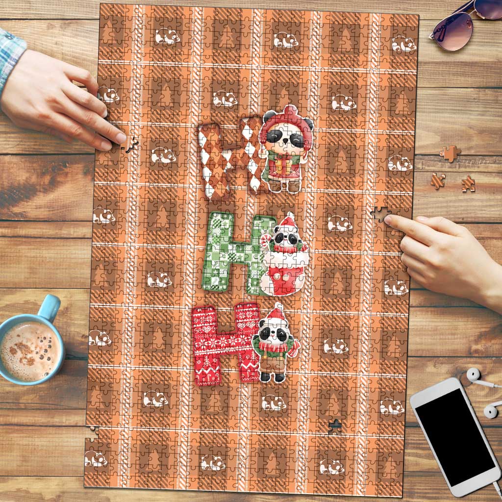 Panda Christmas Puzzle Ho Ho Ho Caramel Pattern - Wonder Print Shop