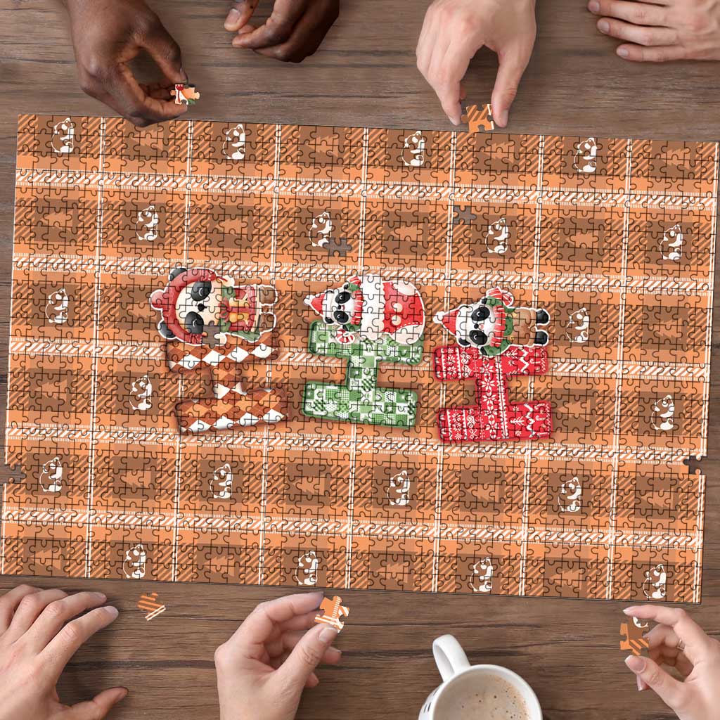 Panda Christmas Puzzle Ho Ho Ho Caramel Pattern - Wonder Print Shop