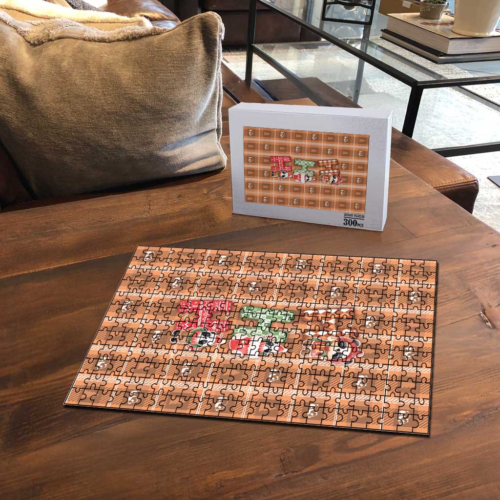Panda Christmas Puzzle Ho Ho Ho Caramel Pattern - Wonder Print Shop