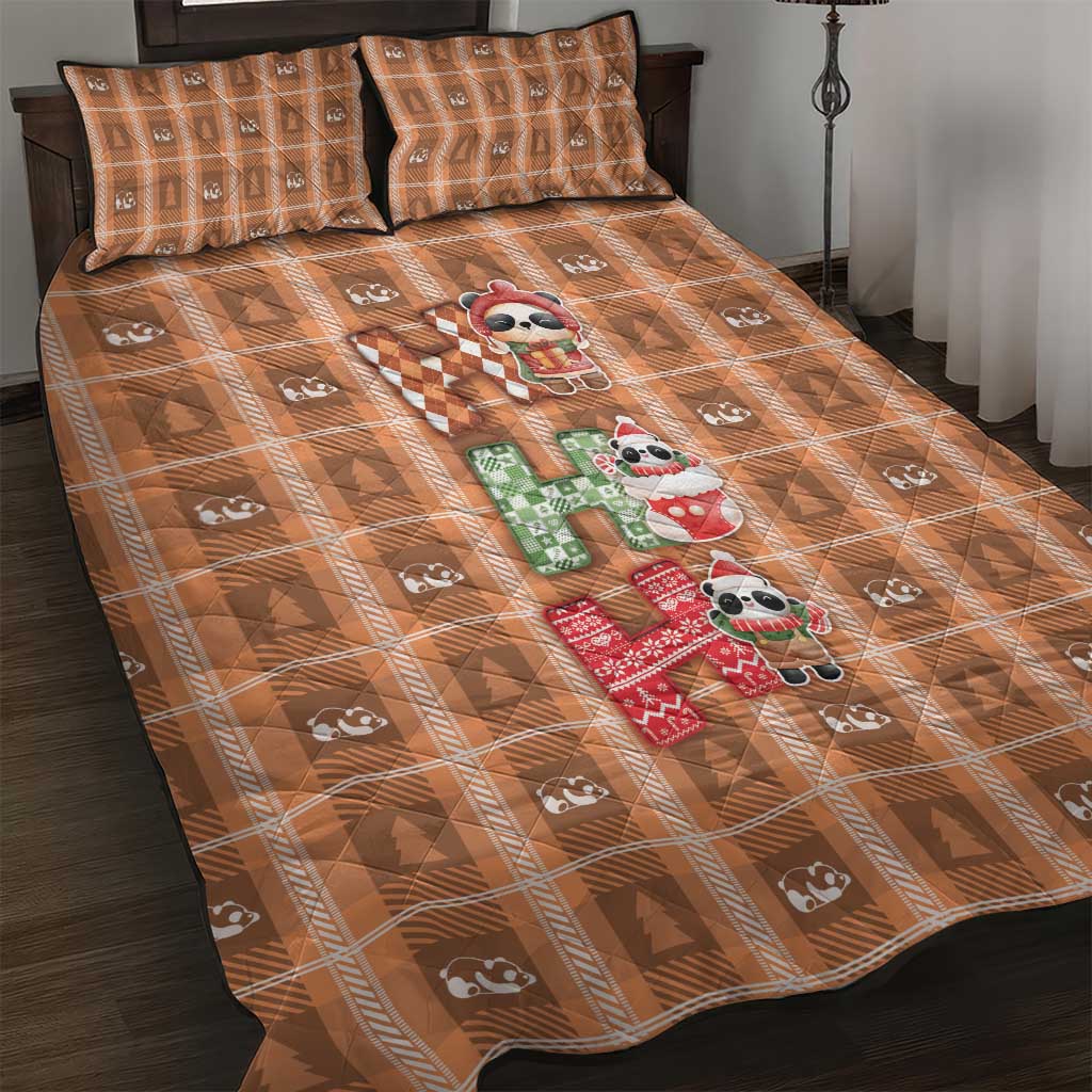 Panda Christmas Quilt Bed Set Ho Ho Ho Caramel Pattern - Wonder Print Shop
