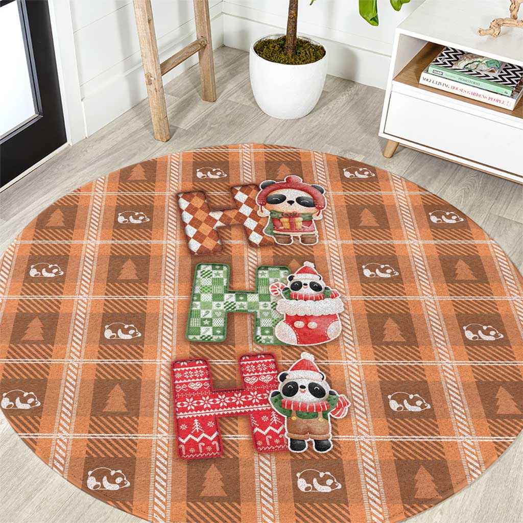 Panda Christmas Round Carpet Ho Ho Ho Caramel Pattern - Wonder Print Shop