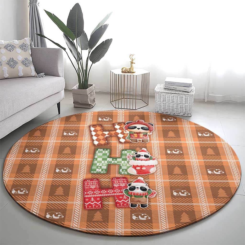 Panda Christmas Round Carpet Ho Ho Ho Caramel Pattern - Wonder Print Shop