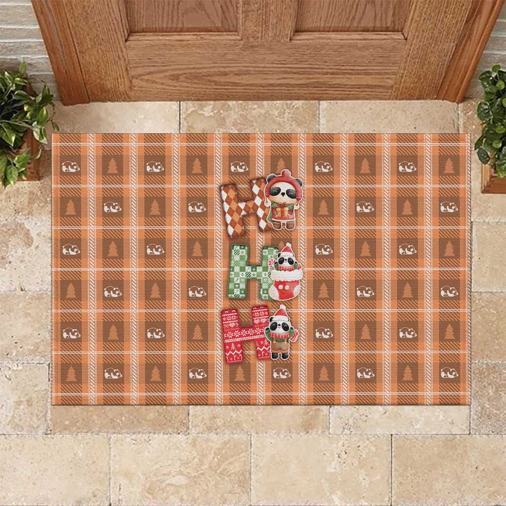 Panda Christmas Rubber Doormat Ho Ho Ho Caramel Pattern - Wonder Print Shop