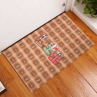 Panda Christmas Rubber Doormat Ho Ho Ho Caramel Pattern - Wonder Print Shop
