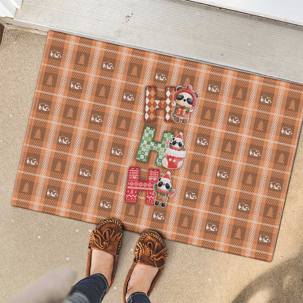 Panda Christmas Rubber Doormat Ho Ho Ho Caramel Pattern - Wonder Print Shop