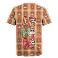 Panda Christmas Rugby Jersey Ho Ho Ho Caramel Pattern - Wonder Print Shop