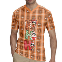 Panda Christmas Rugby Jersey Ho Ho Ho Caramel Pattern - Wonder Print Shop