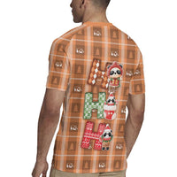 Panda Christmas Rugby Jersey Ho Ho Ho Caramel Pattern - Wonder Print Shop