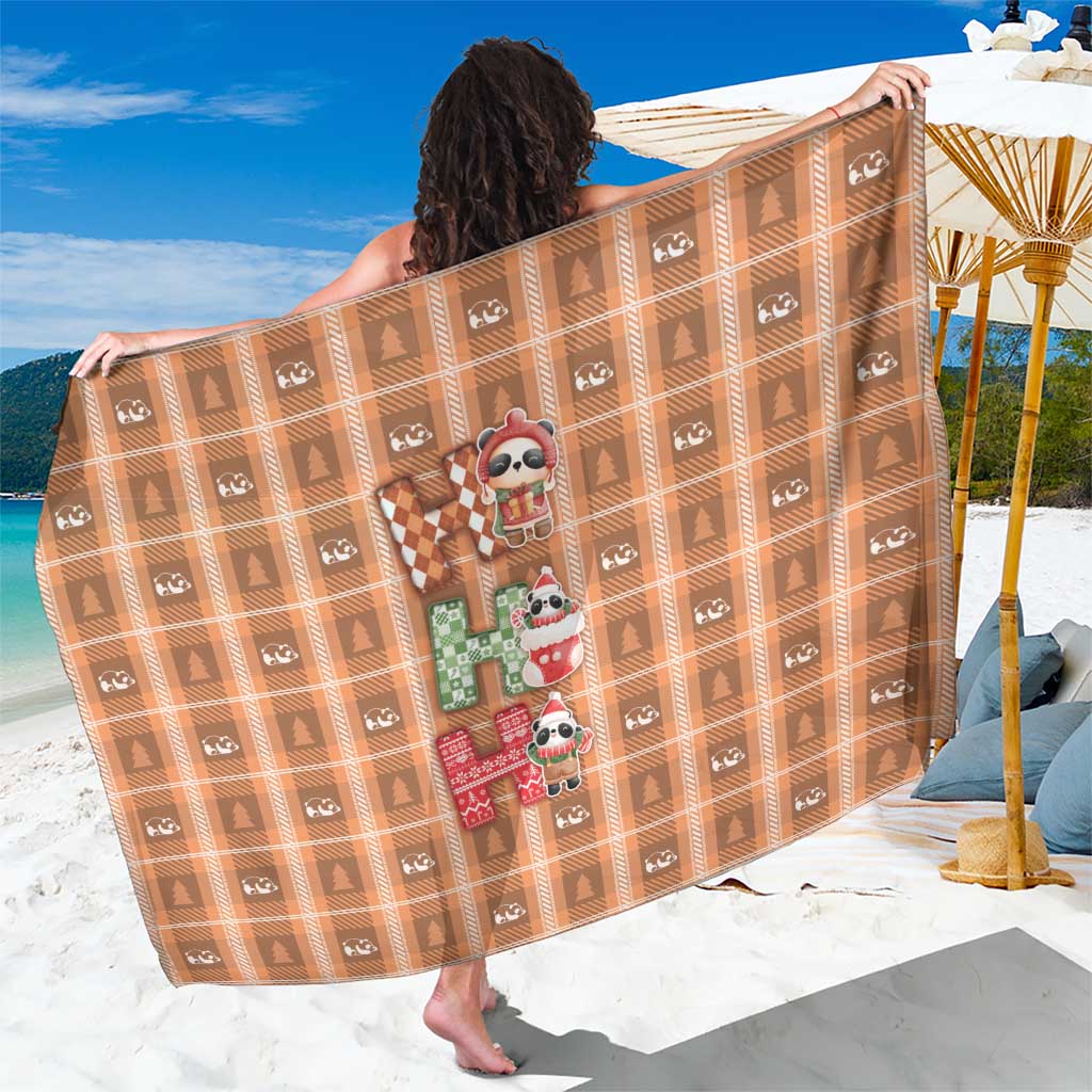 Panda Christmas Sarong Ho Ho Ho Caramel Pattern - Wonder Print Shop