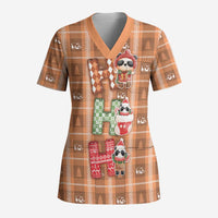 Panda Christmas Scrub Top Ho Ho Ho Caramel Pattern - Wonder Print Shop