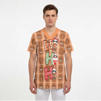 Panda Christmas Scrub Top Ho Ho Ho Caramel Pattern - Wonder Print Shop