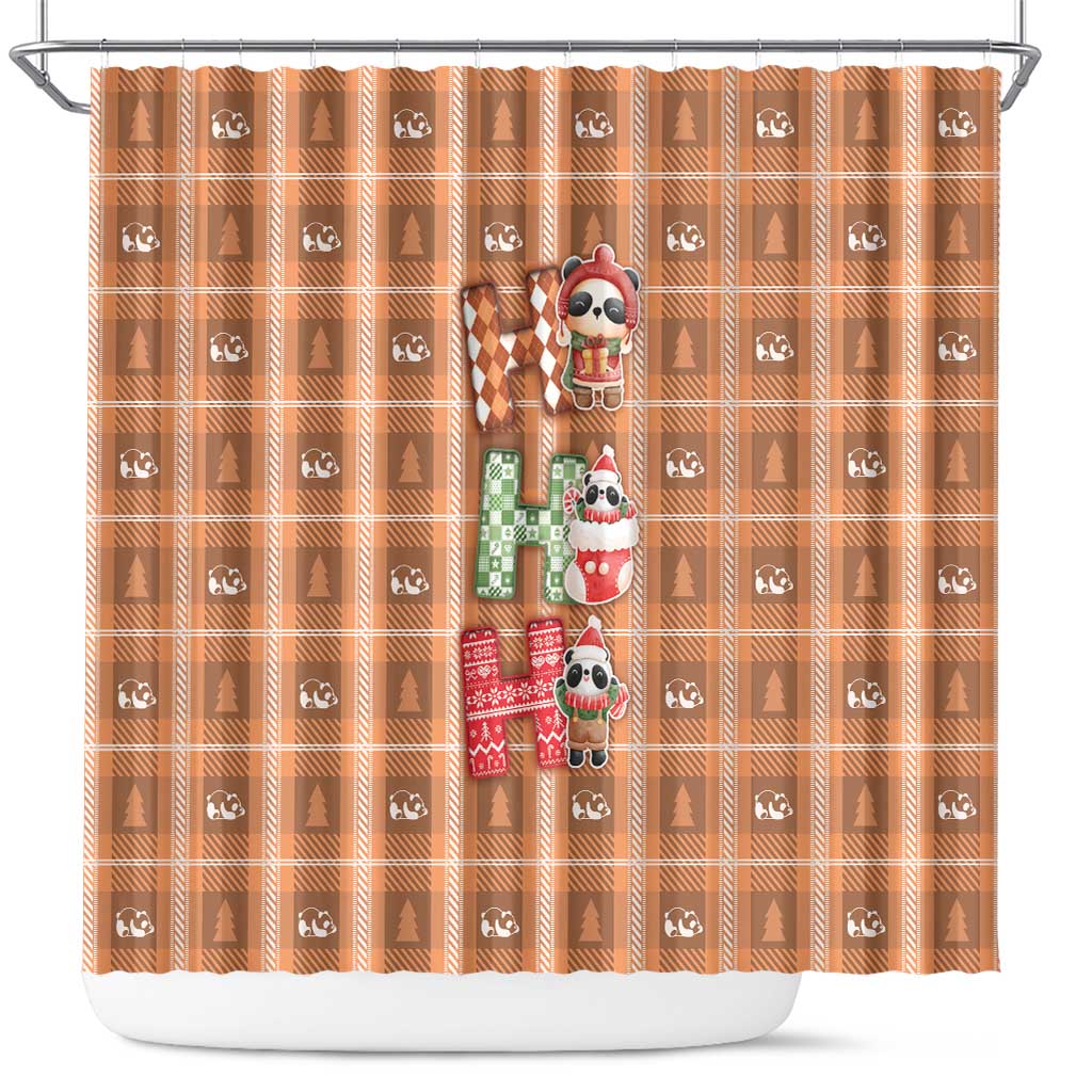 Panda Christmas Shower Curtain Ho Ho Ho Caramel Pattern - Wonder Print Shop