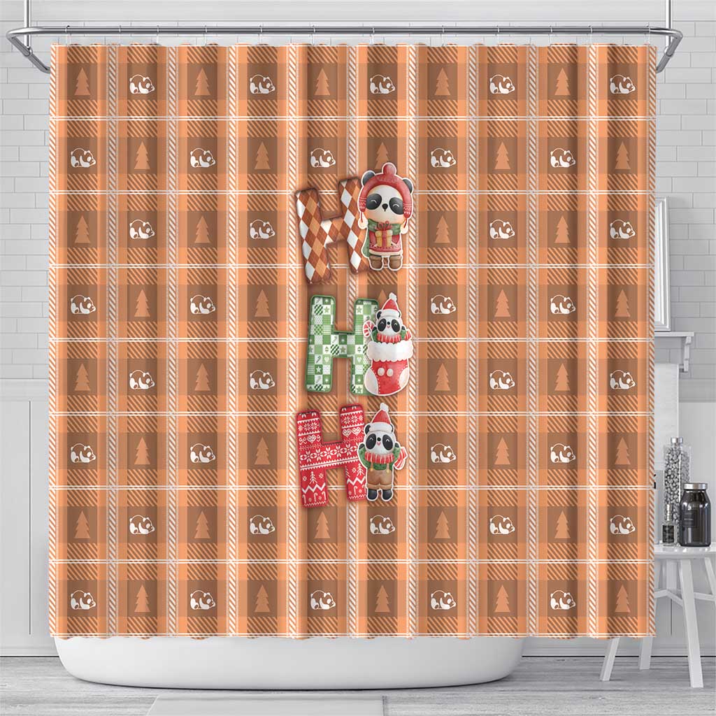 Panda Christmas Shower Curtain Ho Ho Ho Caramel Pattern - Wonder Print Shop