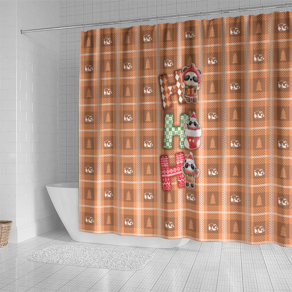 Panda Christmas Shower Curtain Ho Ho Ho Caramel Pattern - Wonder Print Shop