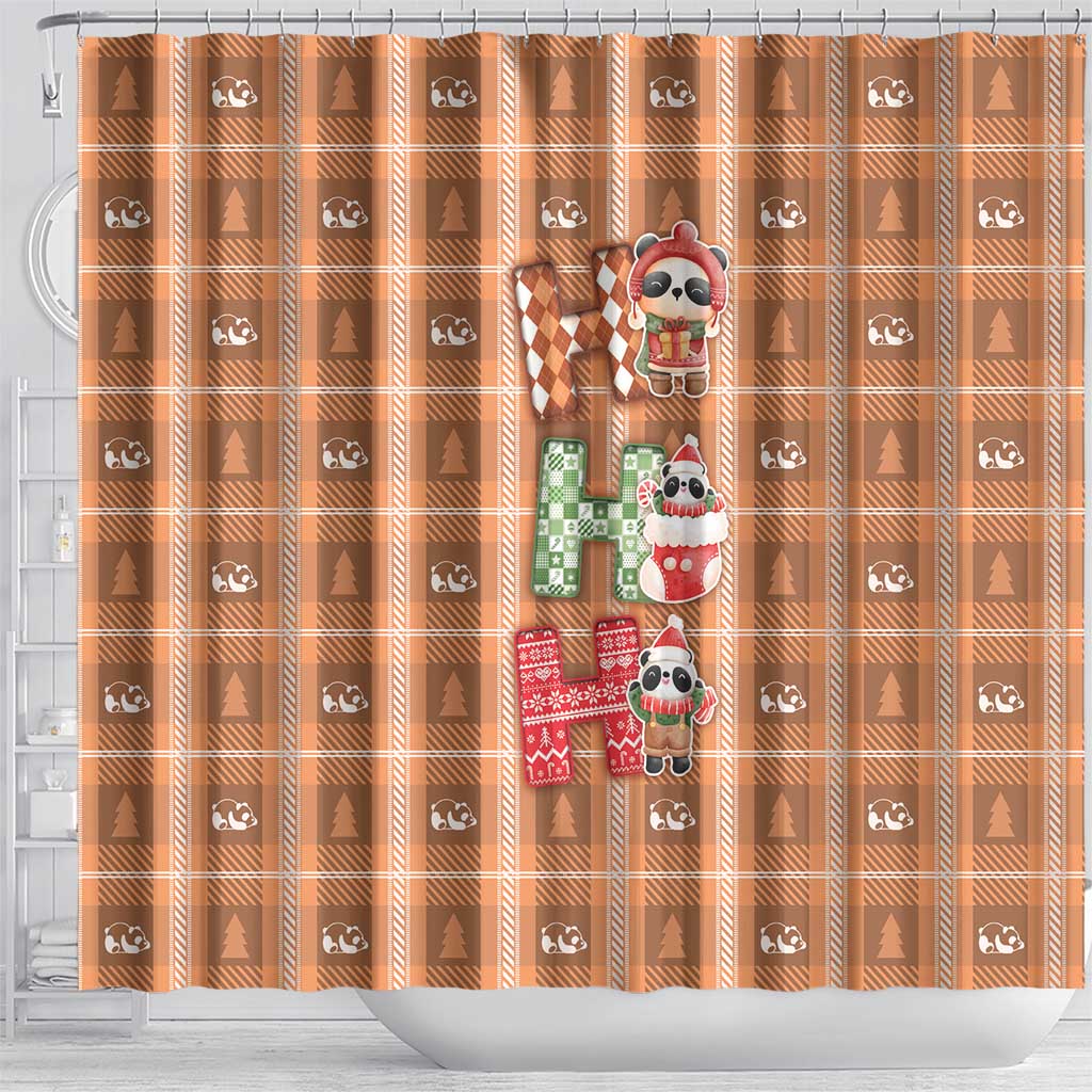 Panda Christmas Shower Curtain Ho Ho Ho Caramel Pattern - Wonder Print Shop