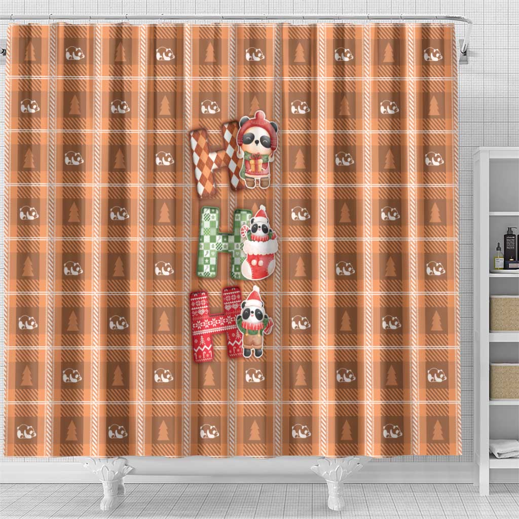 Panda Christmas Shower Curtain Ho Ho Ho Caramel Pattern - Wonder Print Shop
