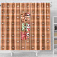 Panda Christmas Shower Curtain Ho Ho Ho Caramel Pattern - Wonder Print Shop
