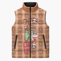 Panda Christmas Sleeveless Puffer Jacket Ho Ho Ho Caramel Pattern - Wonder Print Shop