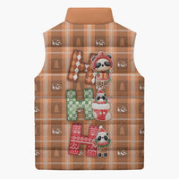 Panda Christmas Sleeveless Puffer Jacket Ho Ho Ho Caramel Pattern - Wonder Print Shop