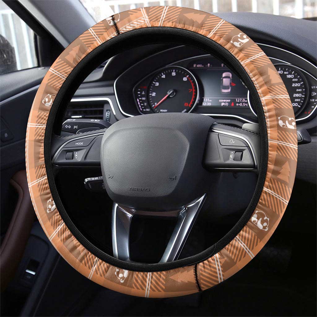Panda Christmas Steering Wheel Cover Ho Ho Ho Caramel Pattern - Wonder Print Shop