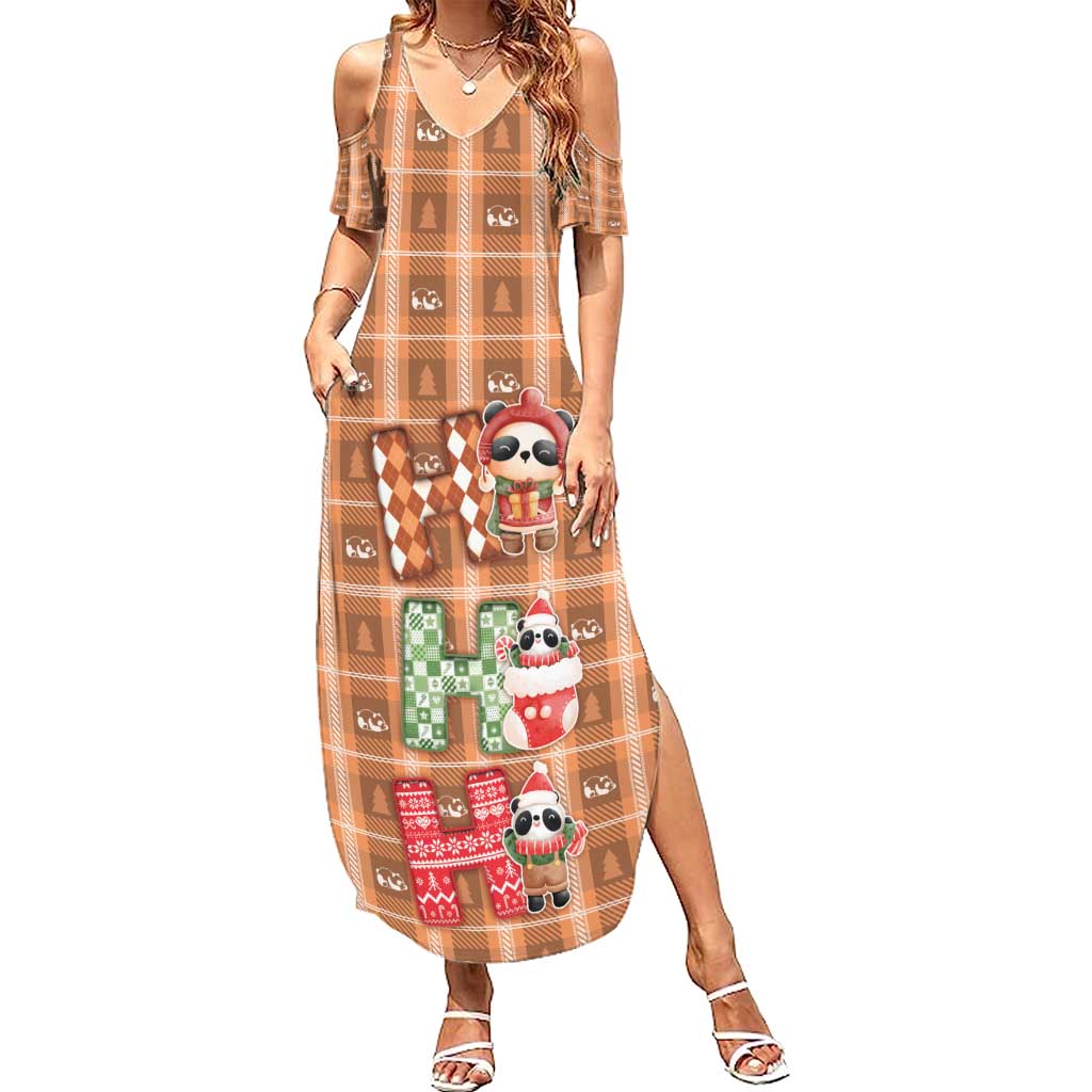 Panda Christmas Summer Maxi Dress Ho Ho Ho Caramel Pattern - Wonder Print Shop