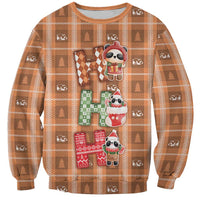 Panda Christmas Sweatshirt Ho Ho Ho Caramel Pattern - Wonder Print Shop