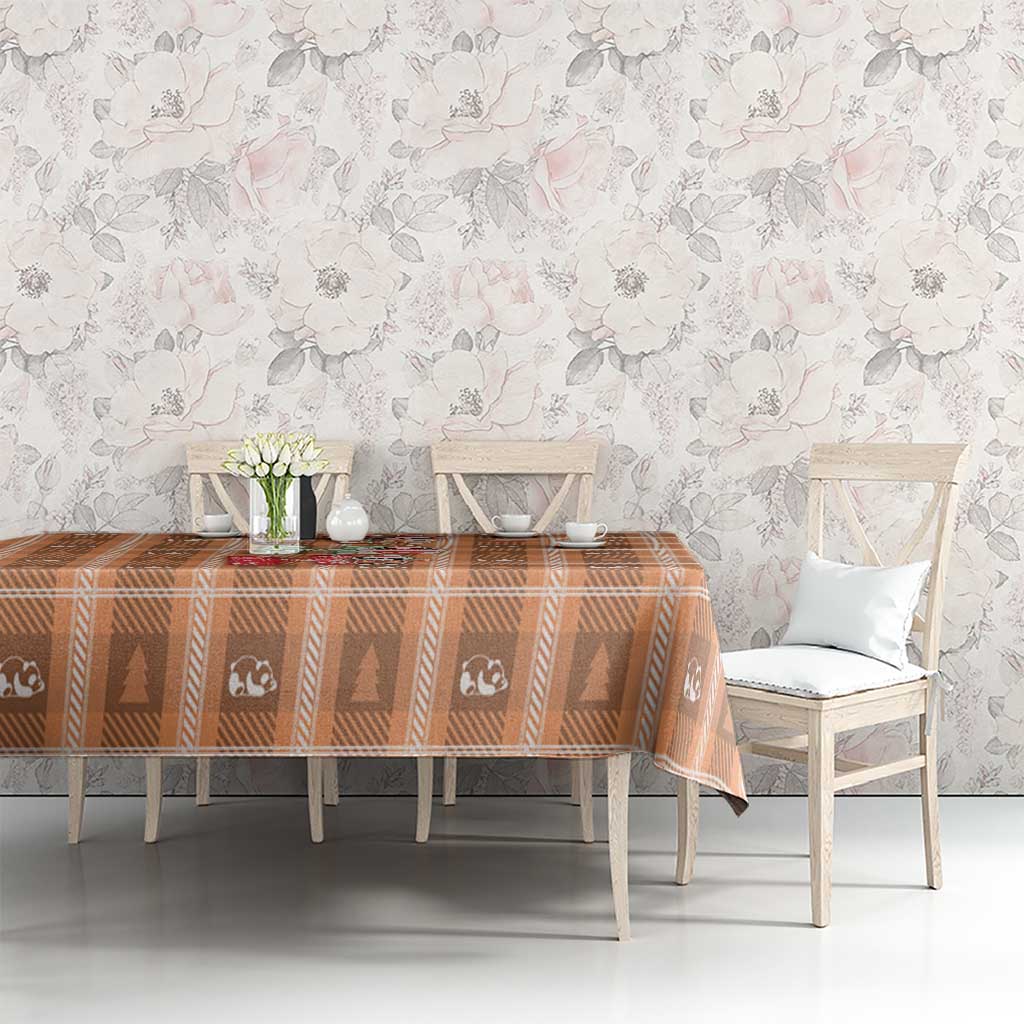 Panda Christmas Tablecloth Ho Ho Ho Caramel Pattern - Wonder Print Shop