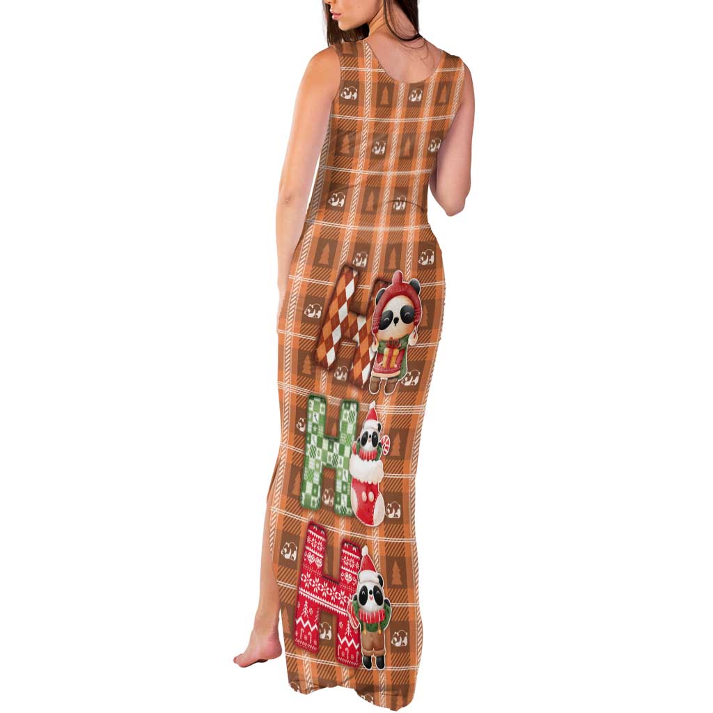 Panda Christmas Tank Maxi Dress Ho Ho Ho Caramel Pattern - Wonder Print Shop