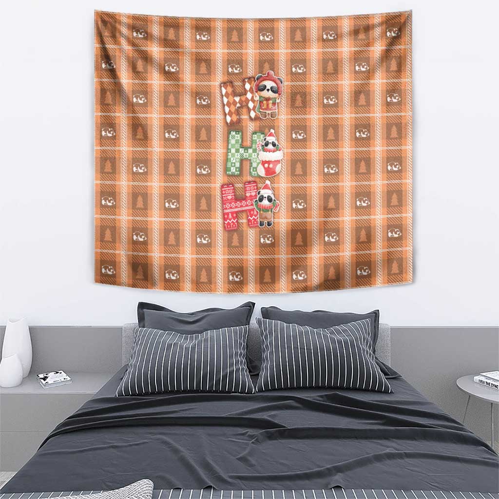 Panda Christmas Tapestry Ho Ho Ho Caramel Pattern - Wonder Print Shop