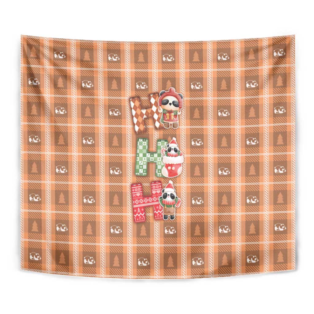 Panda Christmas Tapestry Ho Ho Ho Caramel Pattern - Wonder Print Shop