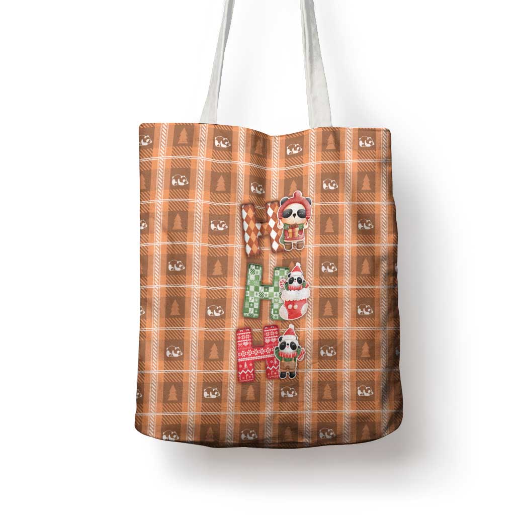 Panda Christmas Tote Bag Ho Ho Ho Caramel Pattern - Wonder Print Shop