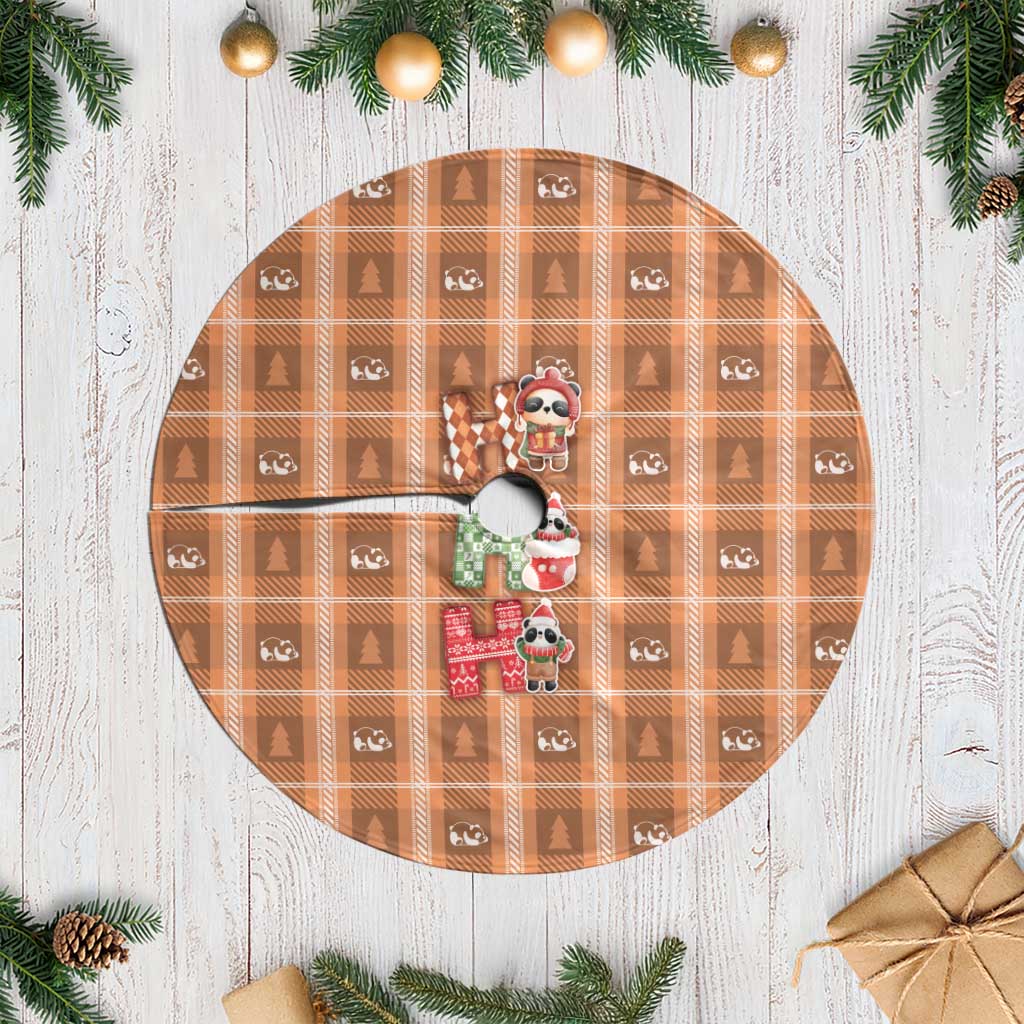 Panda Christmas Tree Skirt Ho Ho Ho Caramel Pattern - Wonder Print Shop