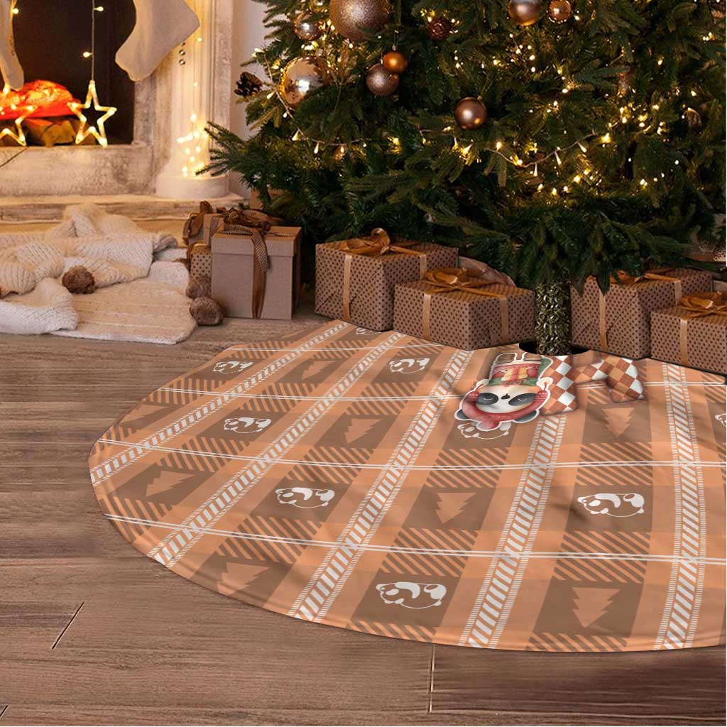 Panda Christmas Tree Skirt Ho Ho Ho Caramel Pattern - Wonder Print Shop