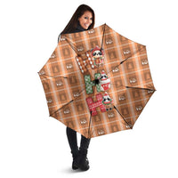 Panda Christmas Umbrella Ho Ho Ho Caramel Pattern - Wonder Print Shop