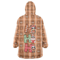 Panda Christmas Wearable Blanket Hoodie Ho Ho Ho Caramel Pattern - Wonder Print Shop