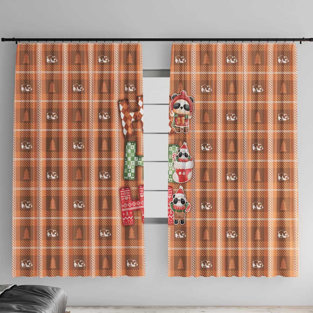 Panda Christmas Window Curtain Ho Ho Ho Caramel Pattern - Wonder Print Shop