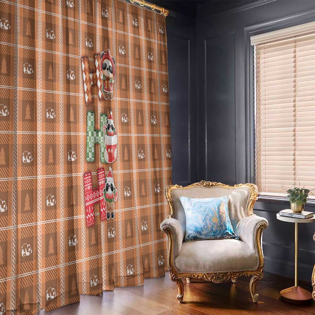 Panda Christmas Window Curtain Ho Ho Ho Caramel Pattern - Wonder Print Shop