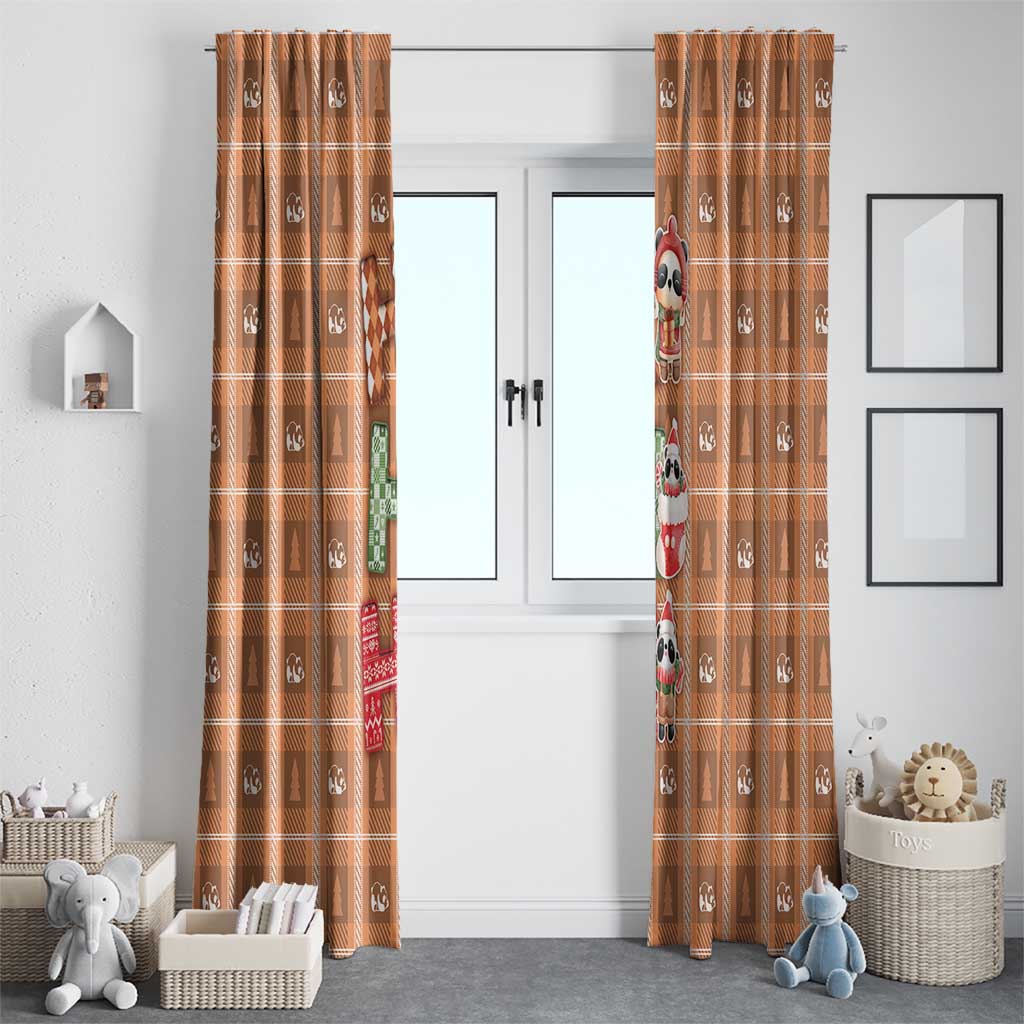 Panda Christmas Window Curtain Ho Ho Ho Caramel Pattern - Wonder Print Shop