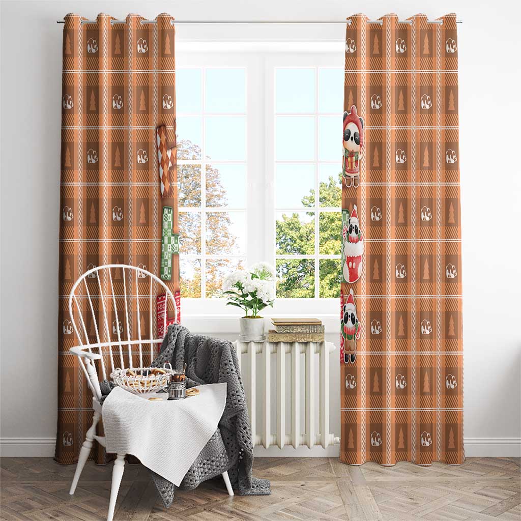 Panda Christmas Window Curtain Ho Ho Ho Caramel Pattern - Wonder Print Shop