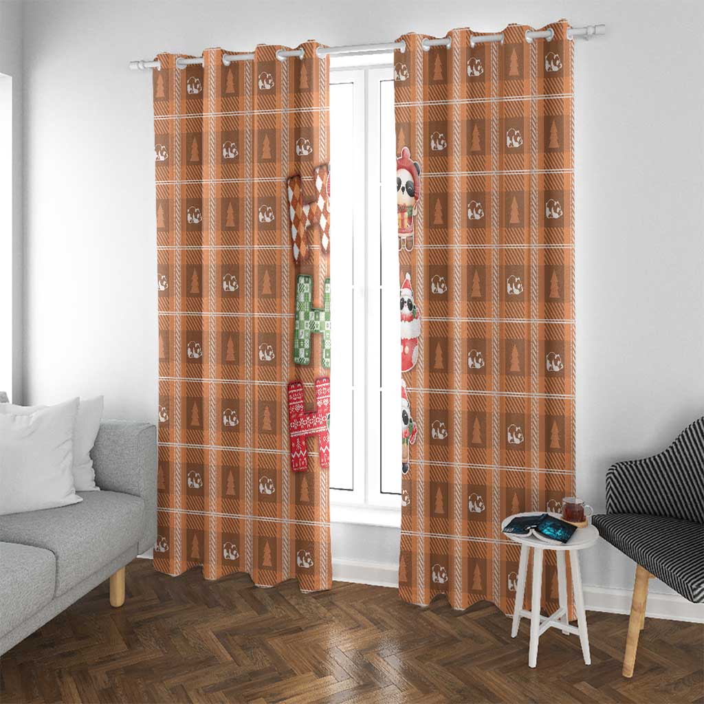 Panda Christmas Window Curtain Ho Ho Ho Caramel Pattern - Wonder Print Shop